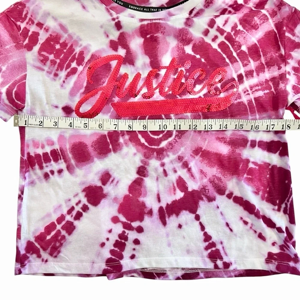 NWT Justice Sequin Tie-Dye Pink Cropped Top